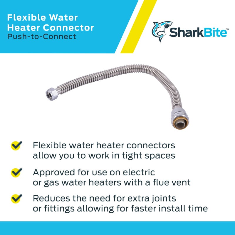 SharkBite 1 Inch x 3/4 Inch FIP x 24 Inch Stainless Steel Corrugated Flexible Water Softener Connector, Push to Connect Brass Plumbing Fitting, PEX Pipe, Copper, CPVC, PE-RT, HDPE, SS3096FLEX24LF - Image 4